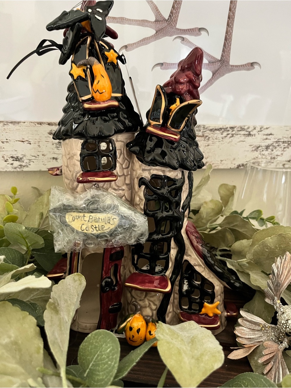 Blue Sky Clayworks "Count Batula's Castle" Halloween Tealight Holder